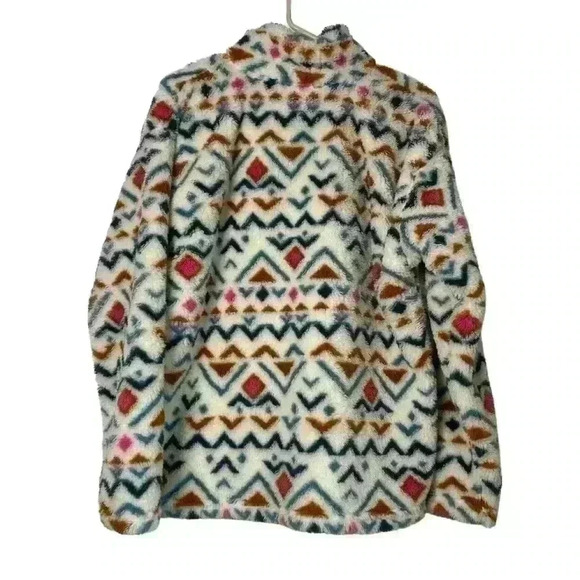 Eddie Bauer Midweight Plush Quarter Zip Fleece Pullover Vanilla Aztec Small - Picture 5 of 8